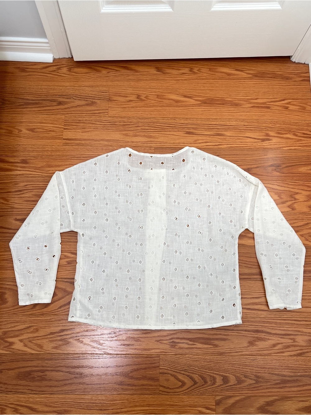 Vintage Japanese White Eyelet Blouse, Romantic Sheer Cottagecore Small Top